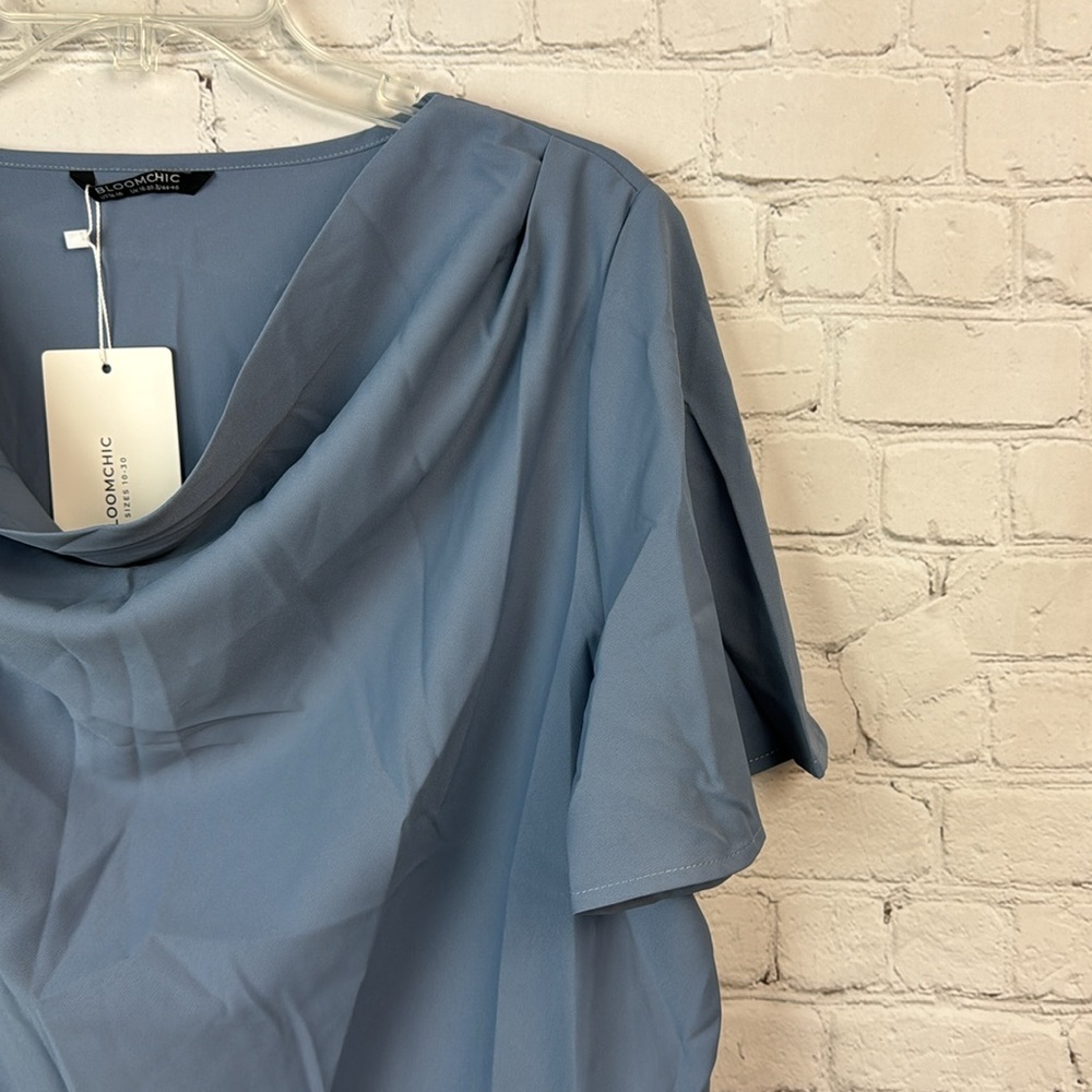 BloomChic Blue Cowl Neck Ruffle Sleeve Top Plus Size 14/16 1X - Picture 3 of 6